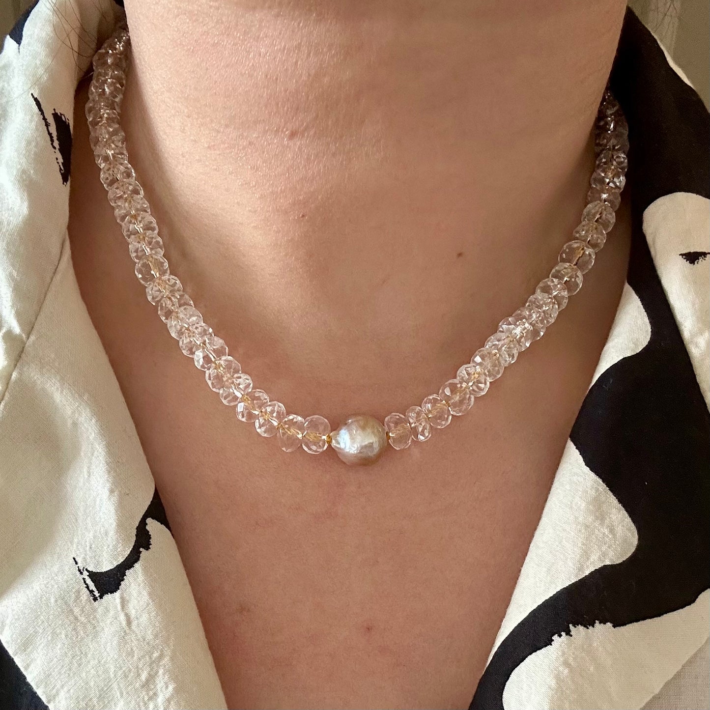 Clear Quartz, Baroque Pearl