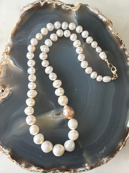 Champagne Baroque Pearl necklace