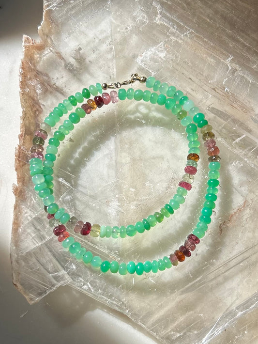 Chrysoprase & Tourmaline necklace