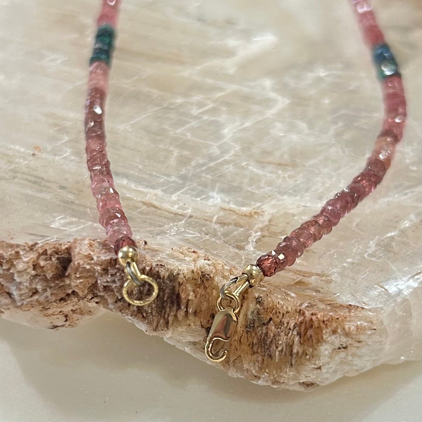 Rubellite, Black Opal necklace