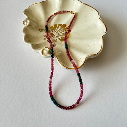 Rubellite, Black Opal necklace