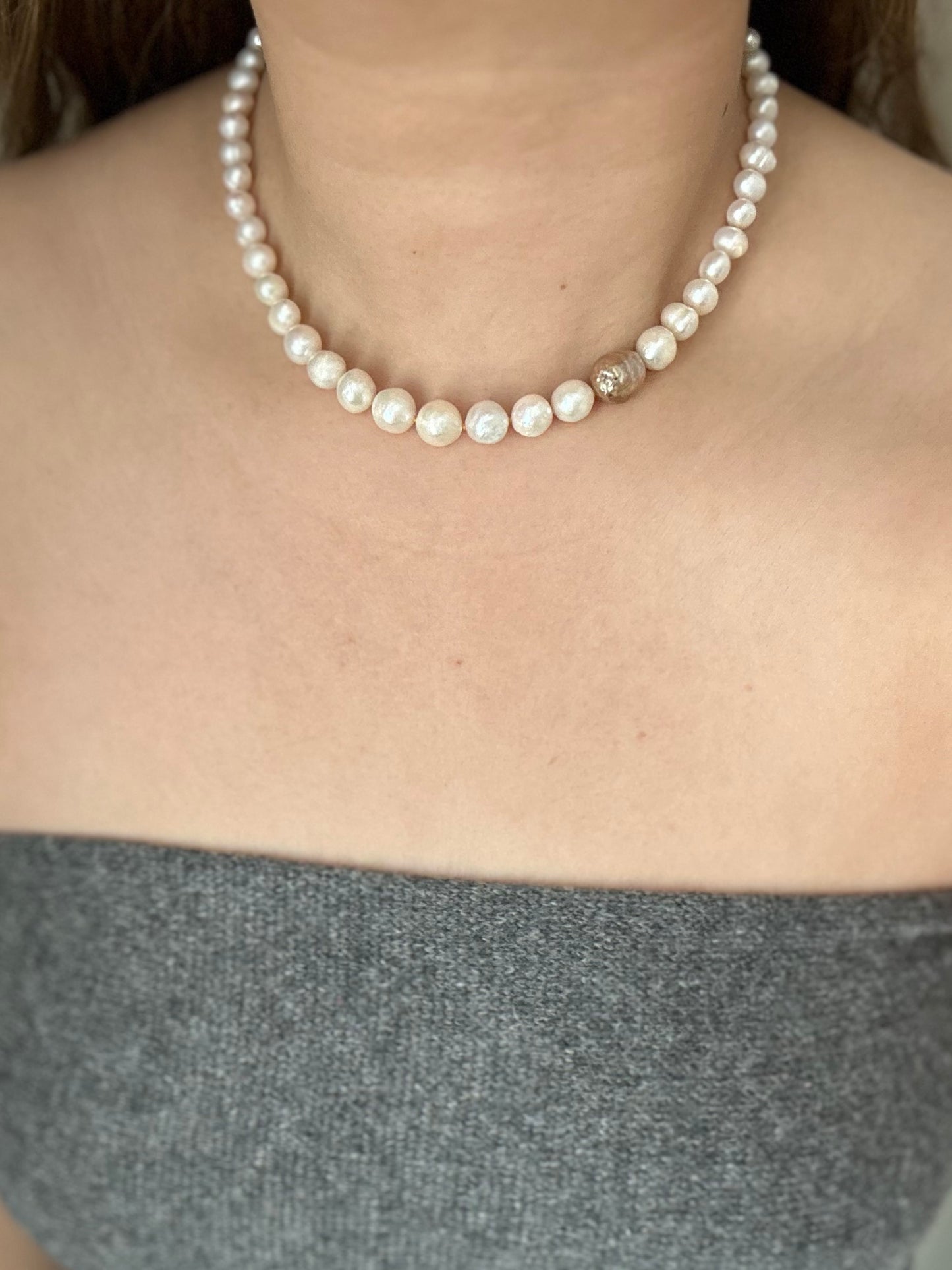 Champagne Baroque Pearl necklace