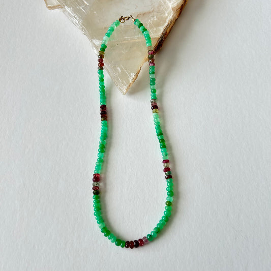 Chrysoprase & Tourmaline necklace