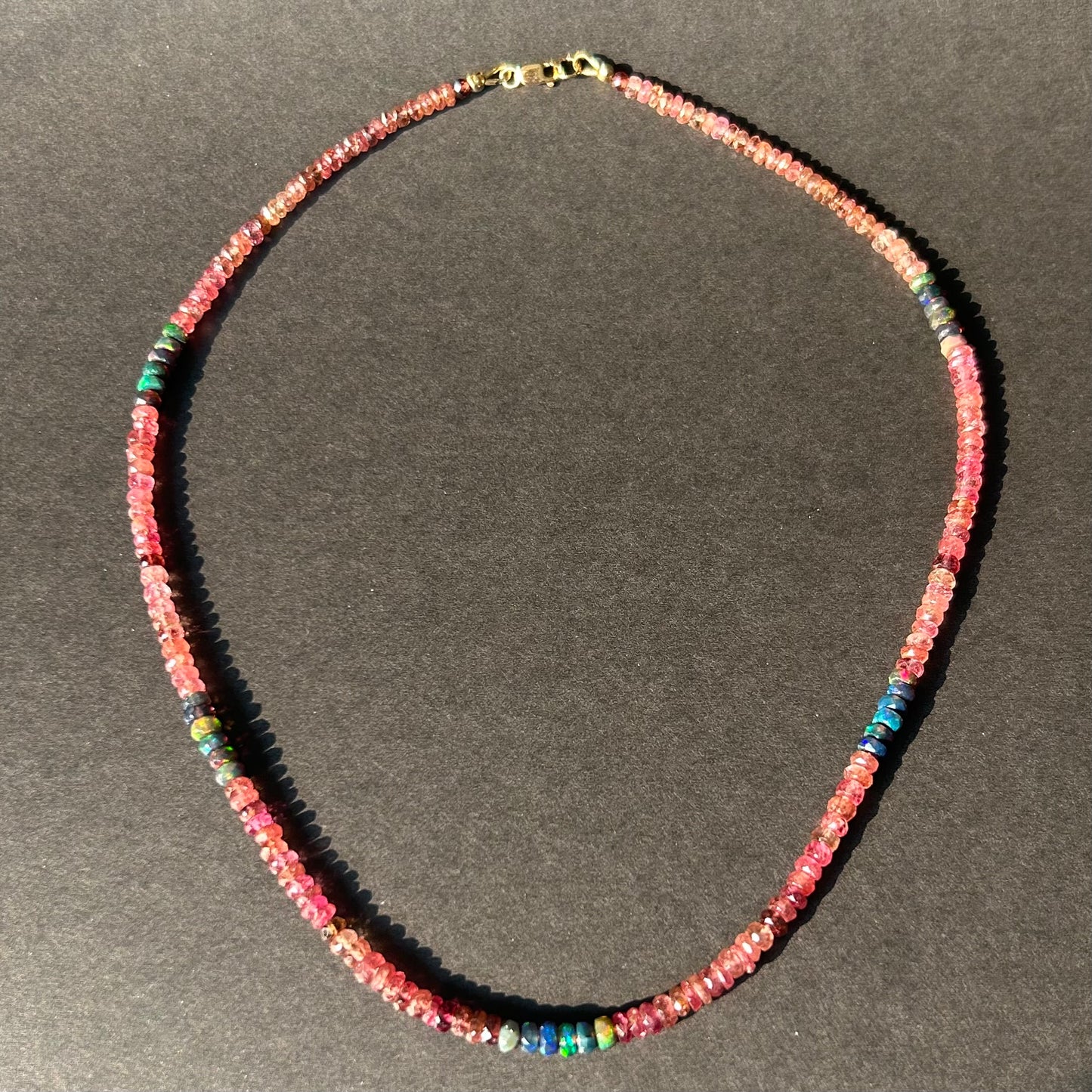 Rubellite, Black Opal necklace