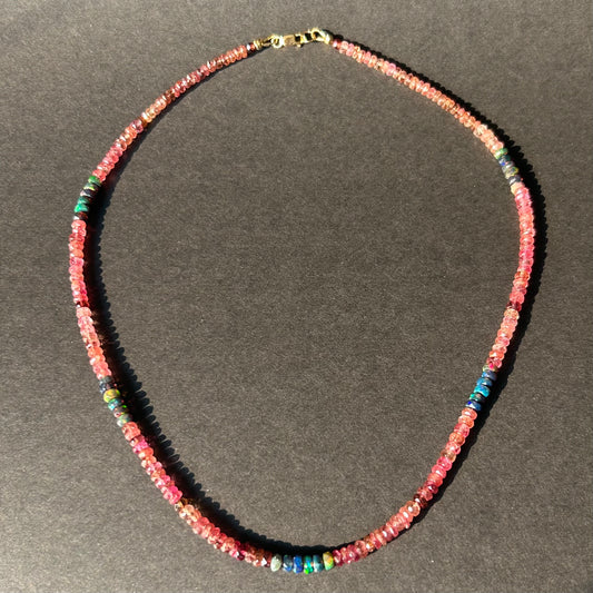 Rubellite, Black Opal necklace