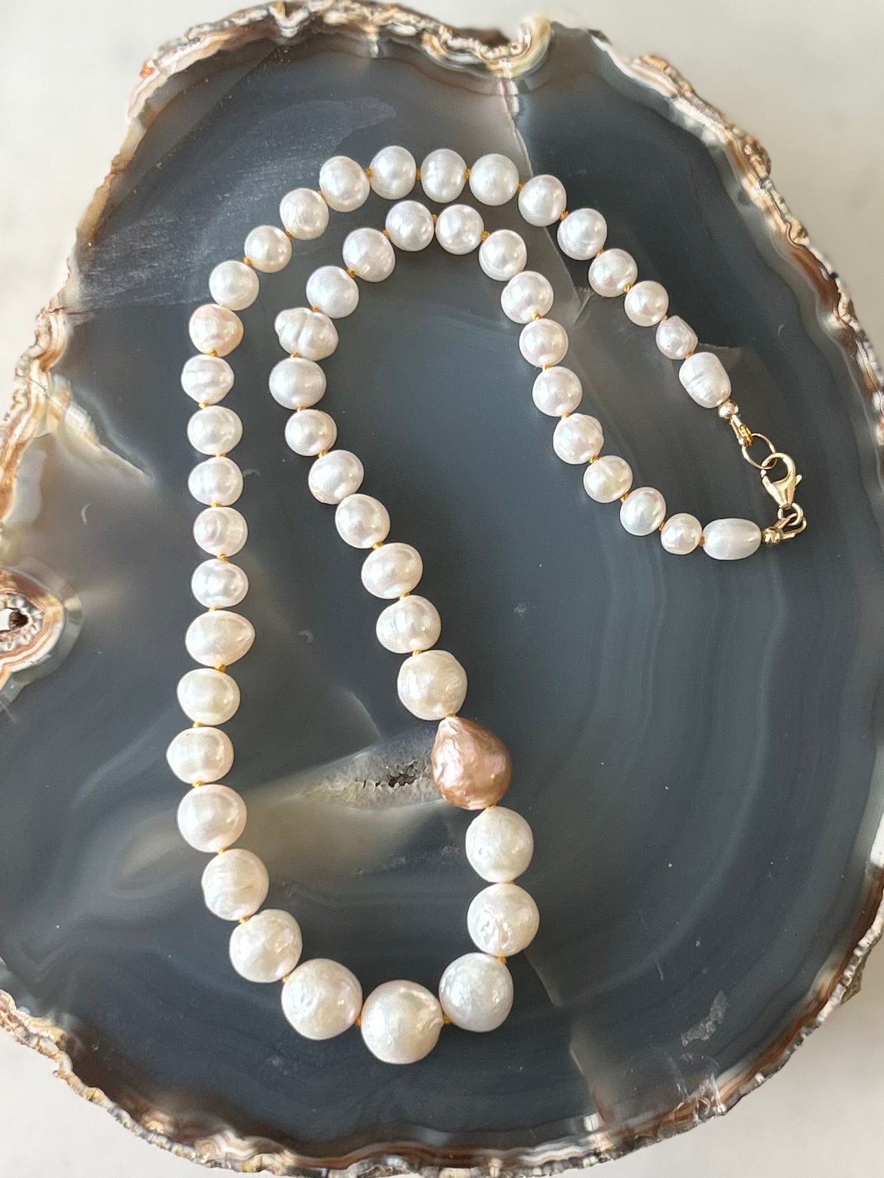 Champagne Baroque Pearl necklace