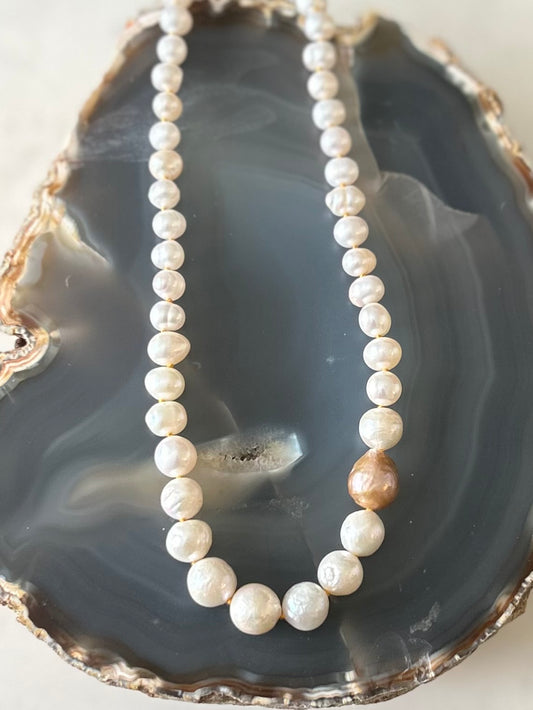 Champagne Baroque Pearl necklace