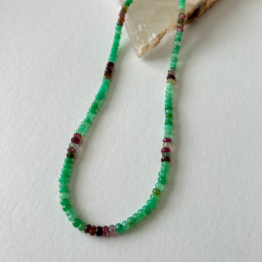 Chrysoprase & Tourmaline necklace