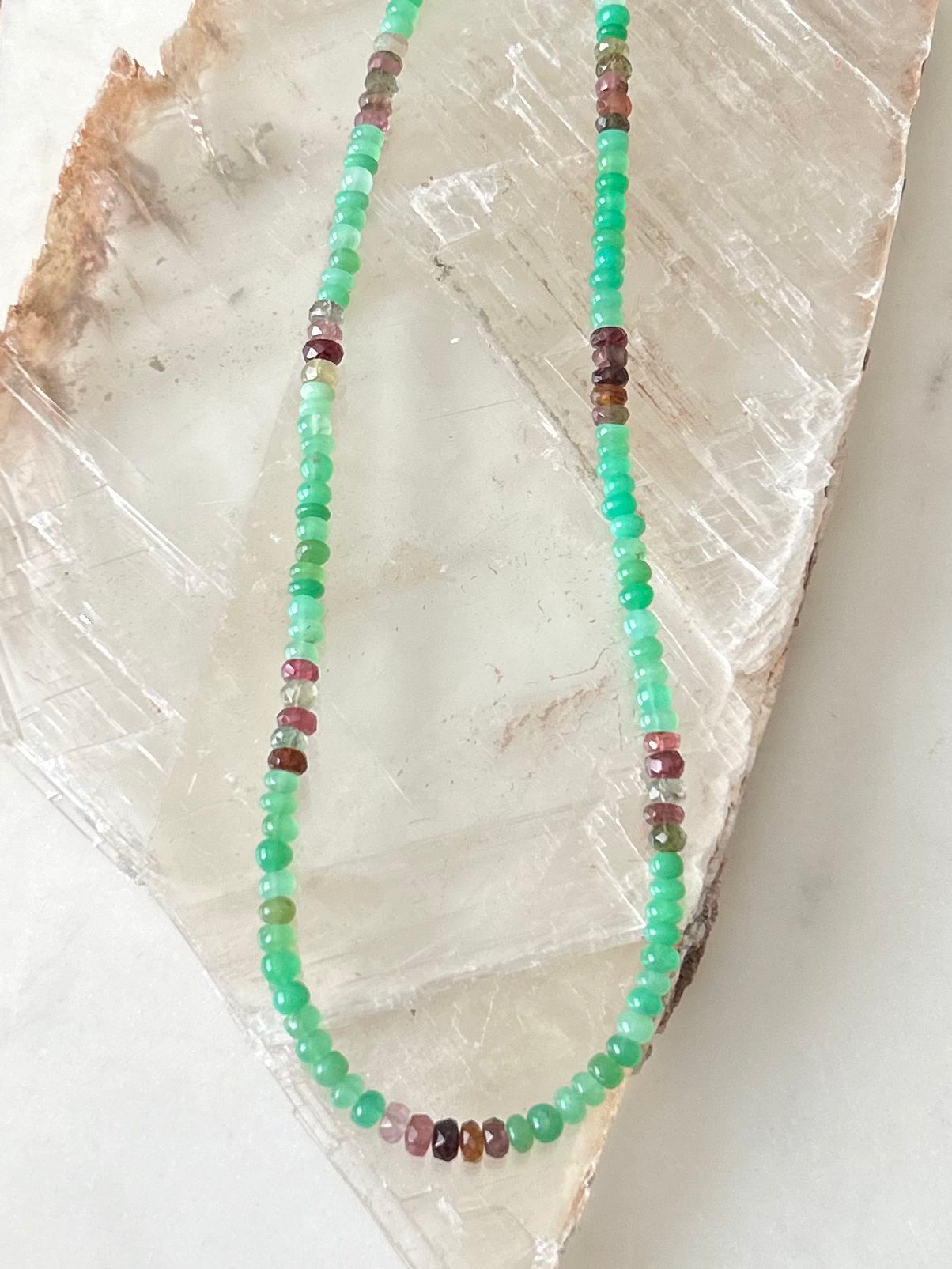 Chrysoprase & Tourmaline necklace